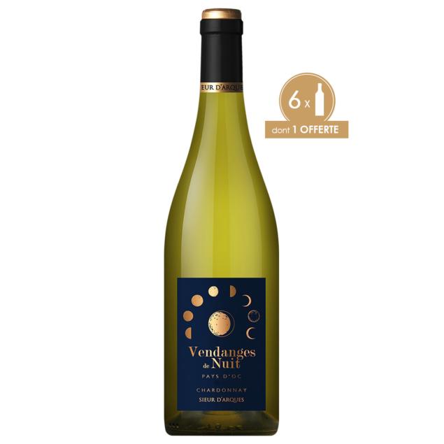 COLIS CHARDONNAY: 6 X VENDANGES DE NUIT CHARDONNAY - IGP PAYS D'OC DONT 1 OFFERTE