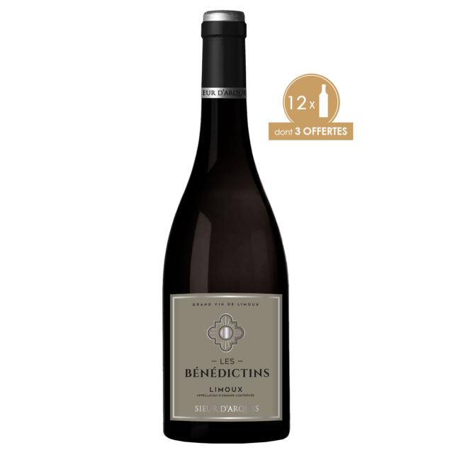 LOT DE 12 BOUTEILLES -LES BÉNÉDICTINS - AOC LIMOUX ROUGE dont 3 OFFERTES
