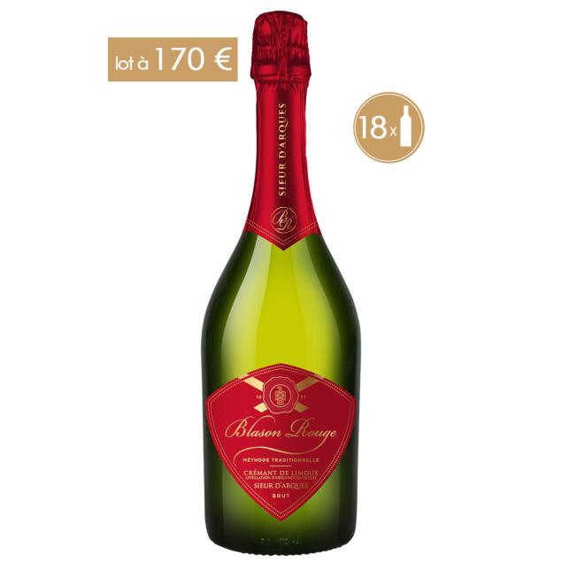 LOT DE 18 BOUTEILLES DE " BLASON ROUGE" - AOC CRÉMANT DE LIMOUX BRUT" à 170€