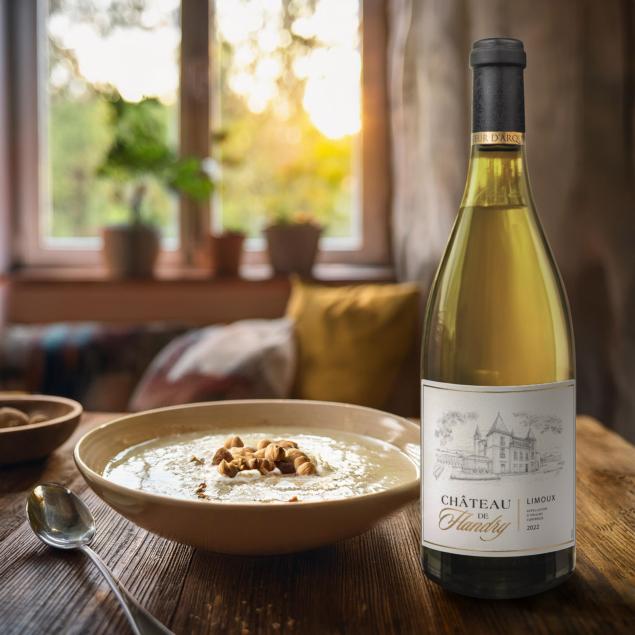 Velout de topinambours aux noisettes & le Chardonnay Chteau de Flandry