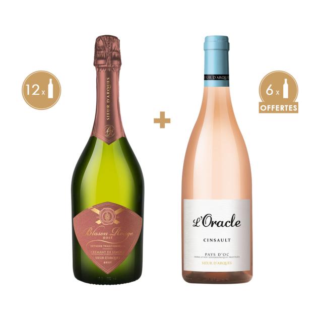 L' INSTANT ROSÉ : 12 x BLASON ROUGE CRÉMANT ROSÉ + 6 X ORACLE ROSÉ OFFERTS
